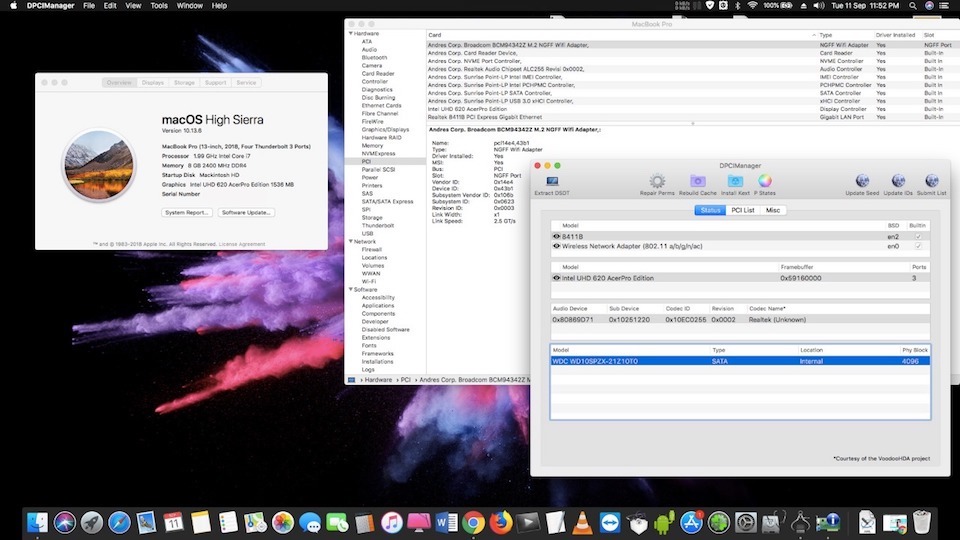 Success Hackintosh macOS High Sierra 10.13.6 Build 17G2112 at Acer Nitro AN515-31